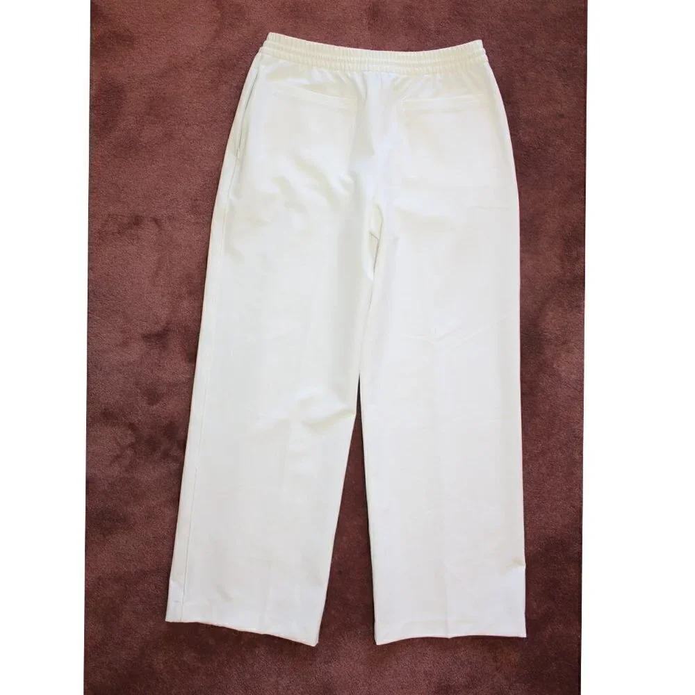 Athleta Endeavor Wide Leg white Women Pant Size 12 Drawstring elastic waist - Picture 6 of 12